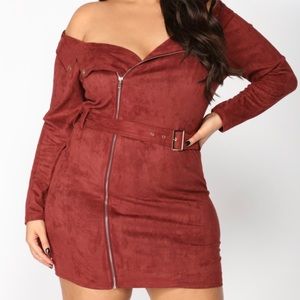 Fashion Nova belt it out suede dress
